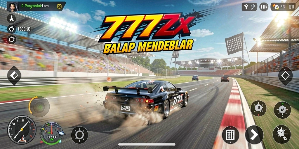 Screenshot gameplay 777ZX menampilkan balapan yang seru dan cepat.