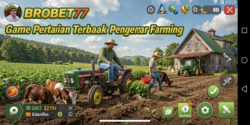 Tangkapan layar utama menunjukkan aktivitas bertani yang menarik di BROBET77.