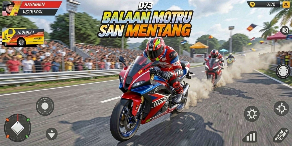 Gameplay mendebarkan dari D73 dengan balapan motor yang seru.