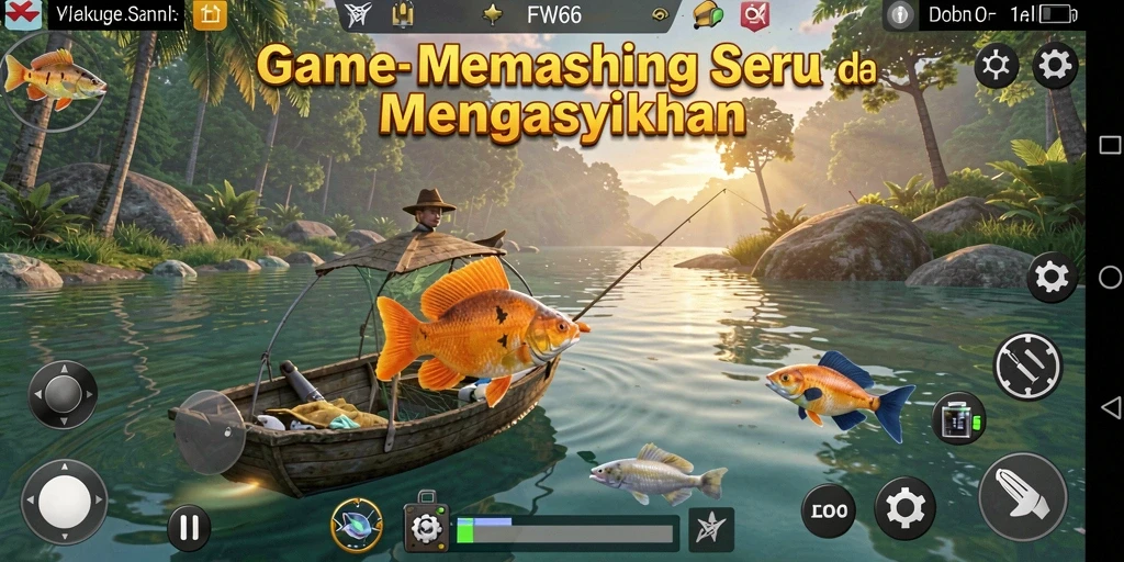 Tampilan gameplay FW66 menunjukkan aksi memancing yang mendebarkan.