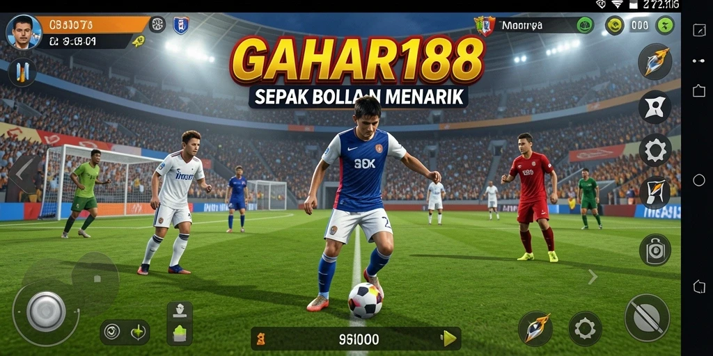 Tampilan gameplay GAHAR188 dengan aksi sepak bola yang seru.
