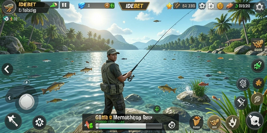 Tampilan gameplay IDEBET yang seru saat memancing.