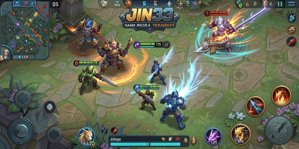 Tampilan menangkap aksi seru dalam game MOBA JIN33.