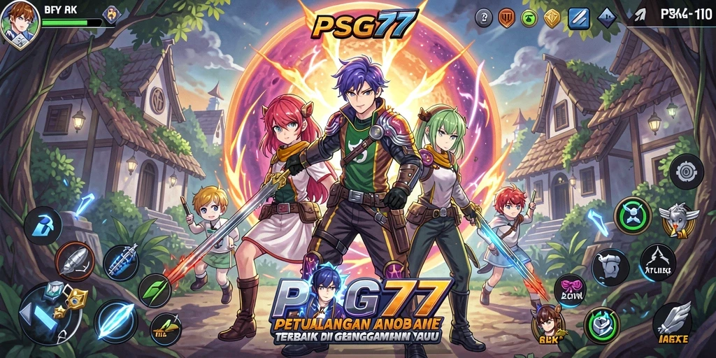 Tangkapan layar menampilkan aksi seru dalam game Anime PSG77.