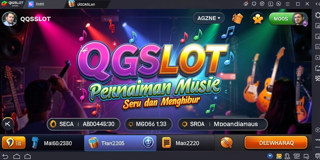 Tampilan utama gameplay QQSLOT dengan berbagai tantangan musik.