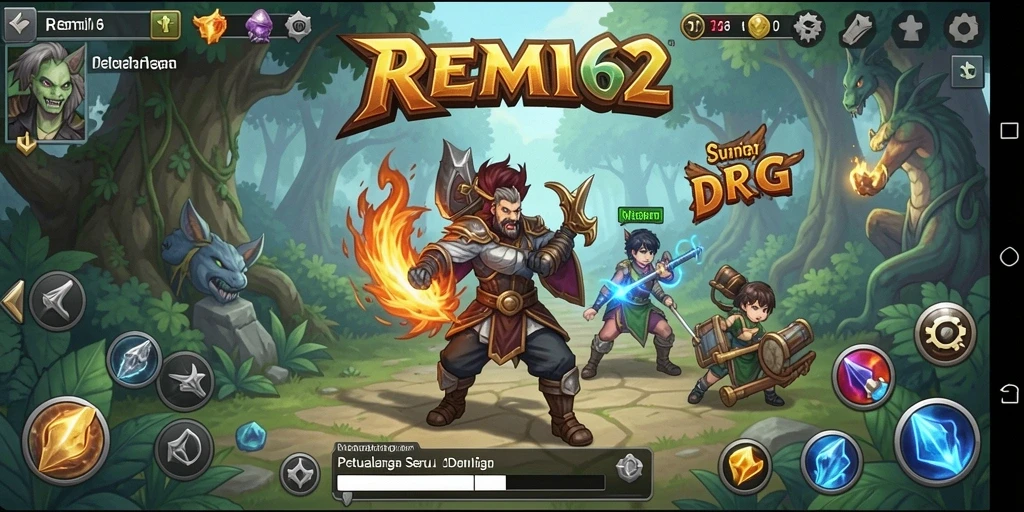 Tampilan gameplay menakjubkan dari REMI62 yang menunjukkan pertempuran RPG.