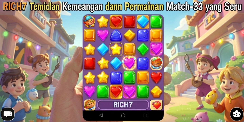 Tampilan gameplay RICH7 yang seru dan penuh warna dalam kategori Match-3.