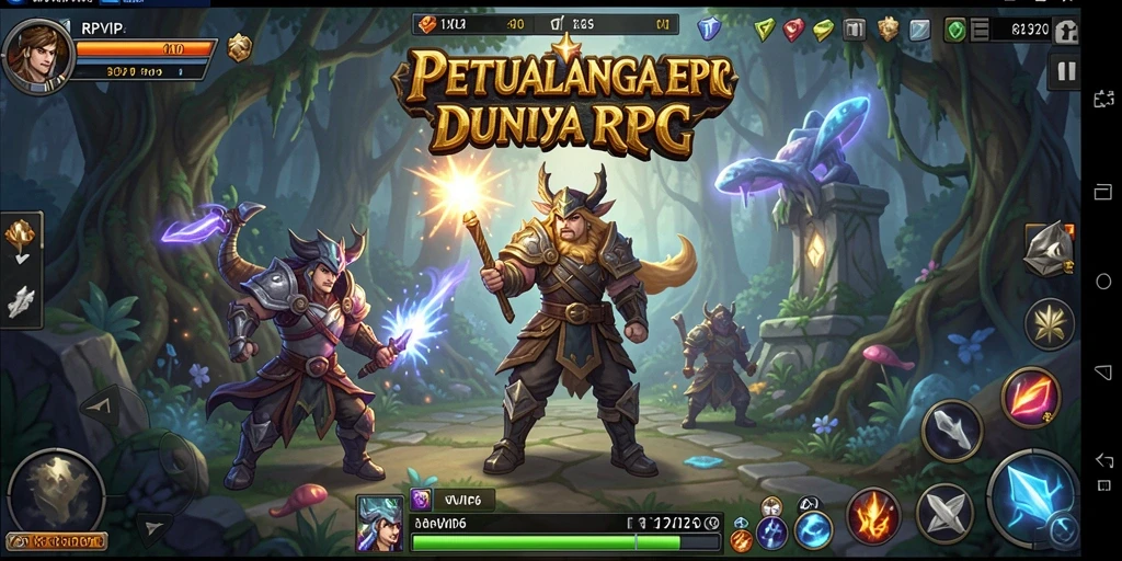 Tampilan gameplay RPVIP6 menampilkan pertarungan seru di dunia fantasi.