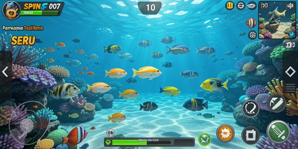 Screenshot gameplay SPIN707 yang menampilkan aksi menembak ikan.