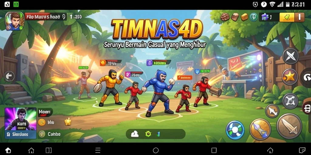 Screenshot utama TIMNAS4D menampilkan gameplay yang seru dan penuh warna.
