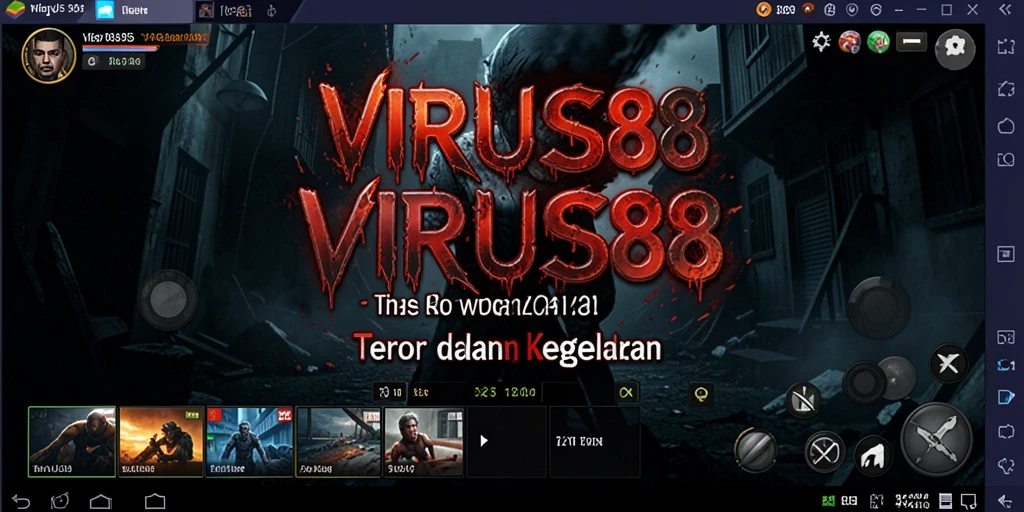Screenshot gameplay menampilkan adegan menegangkan dalam VIRUS88.