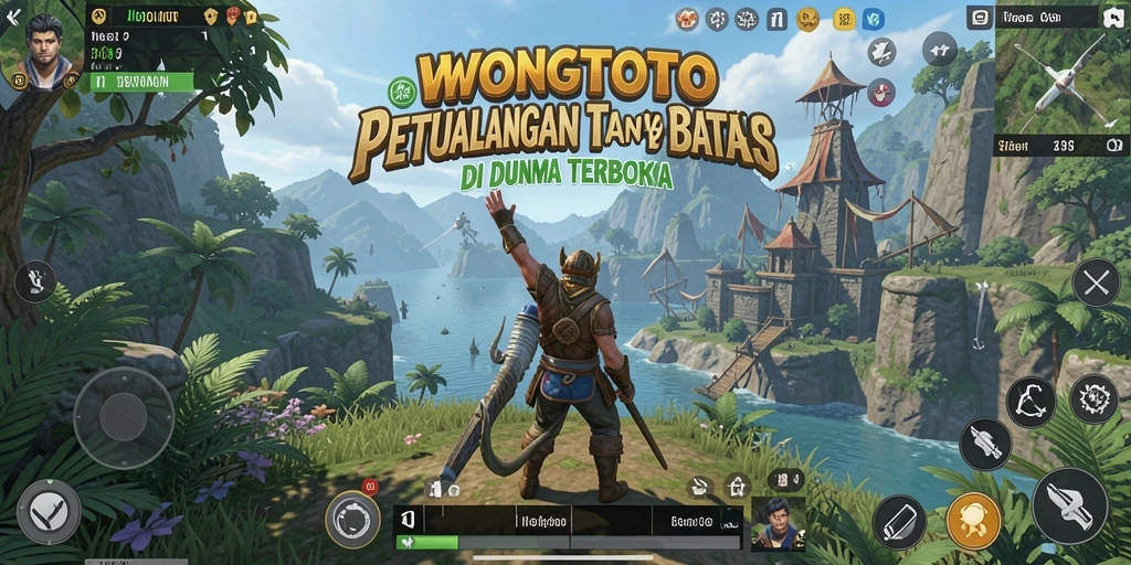 Screenshot gameplay WONGTOTO yang menampilkan dunia terbuka yang indah.