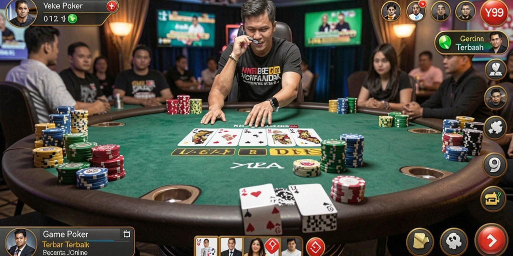 Tampilan screenshot Y89 yang menunjukkan momen seru dalam permainan poker.